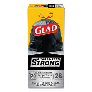 Glad® Drawstring Large Trash Bags, 30 Gal, 1.05 Mil, 30" X 33", Black, 15-box freeshipping - TVN Wholesale
